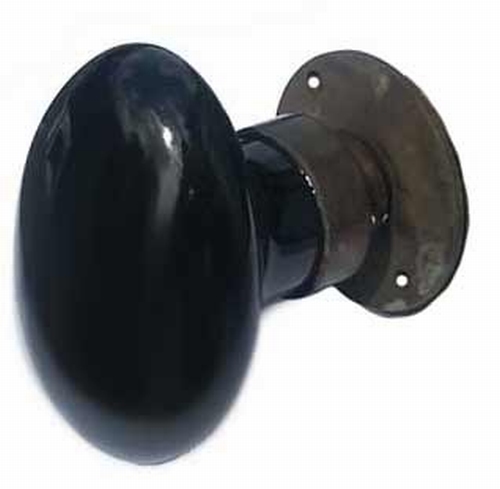 ouderwets deurbeslag - deurknop ovaal zwart