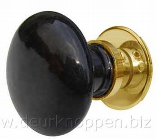 ouderwets deurbeslag - deurknop rond zwart messing